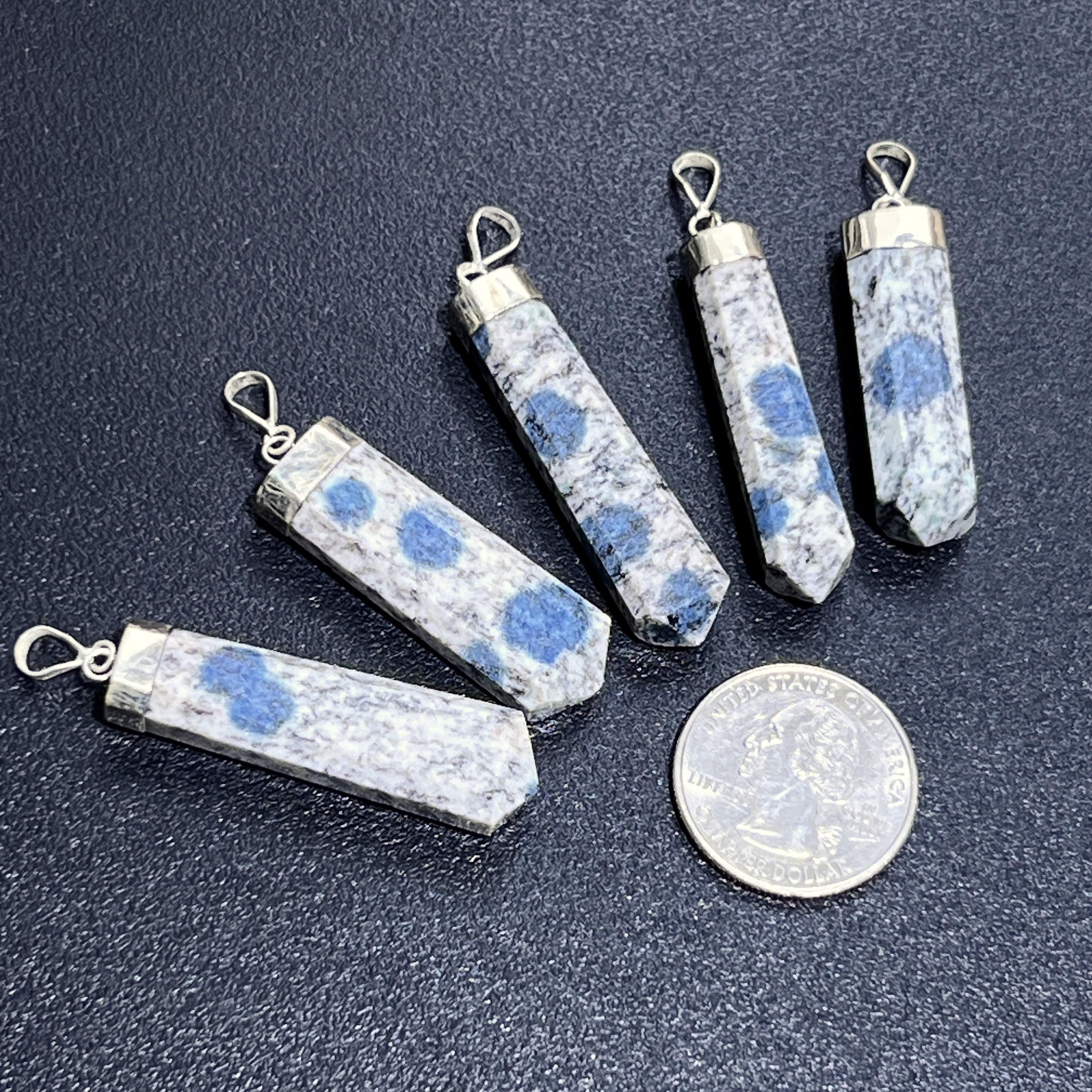 K2 Jasper Crystal Faceted Point Pendant - 925 Sterling Silver