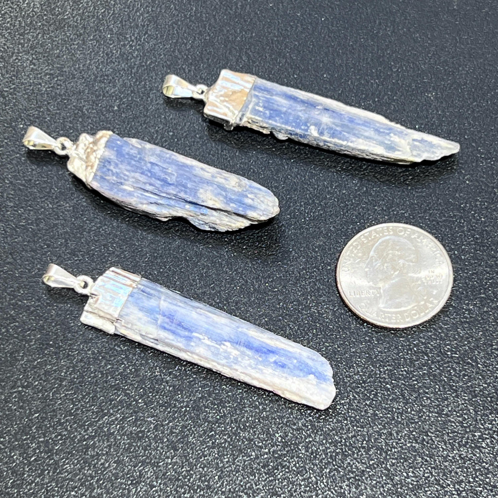 Kyanite Blue Crystal Pendant (Silver Plated)