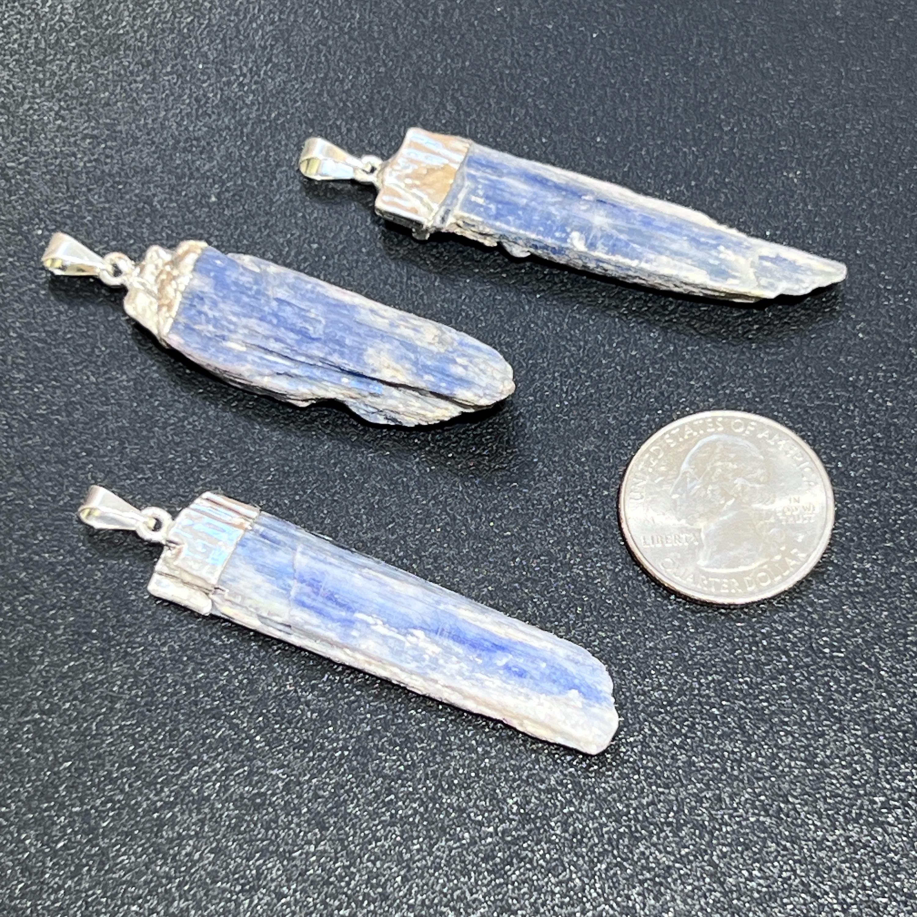 Kyanite Blue Crystal Pendant (Silver Plated)