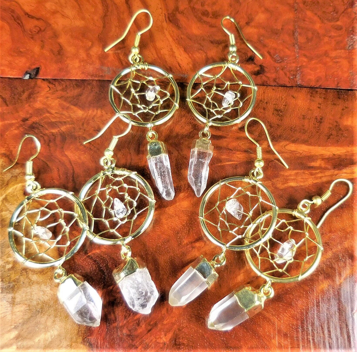 Quartz Crystal Dreamcatcher Earrings