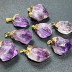 Amethyst Crystal Raw Point Pendant - Gold Plated
