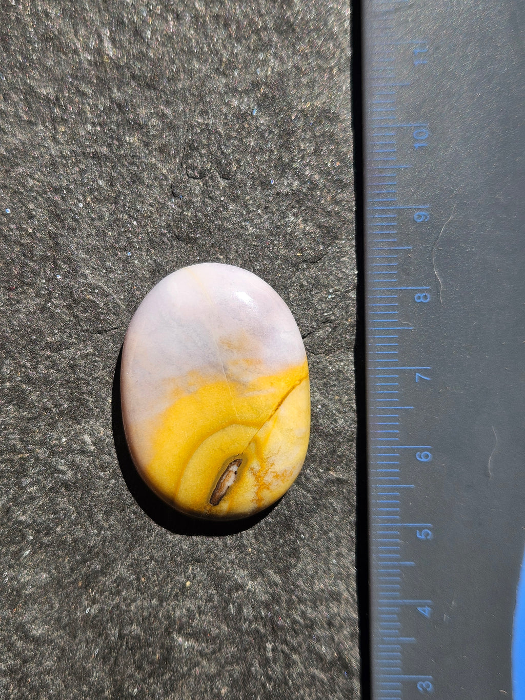 Natural Porcelain Jasper Cabochon — 32 x 25 mm Hand Cut Oval, Lavender & Gold