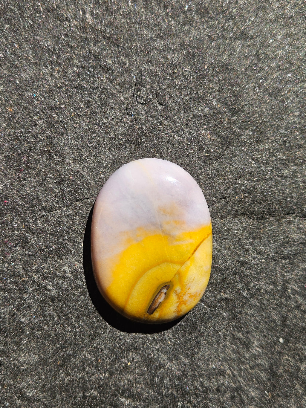 Natural Porcelain Jasper Cabochon — 32 x 25 mm Hand Cut Oval, Lavender & Gold
