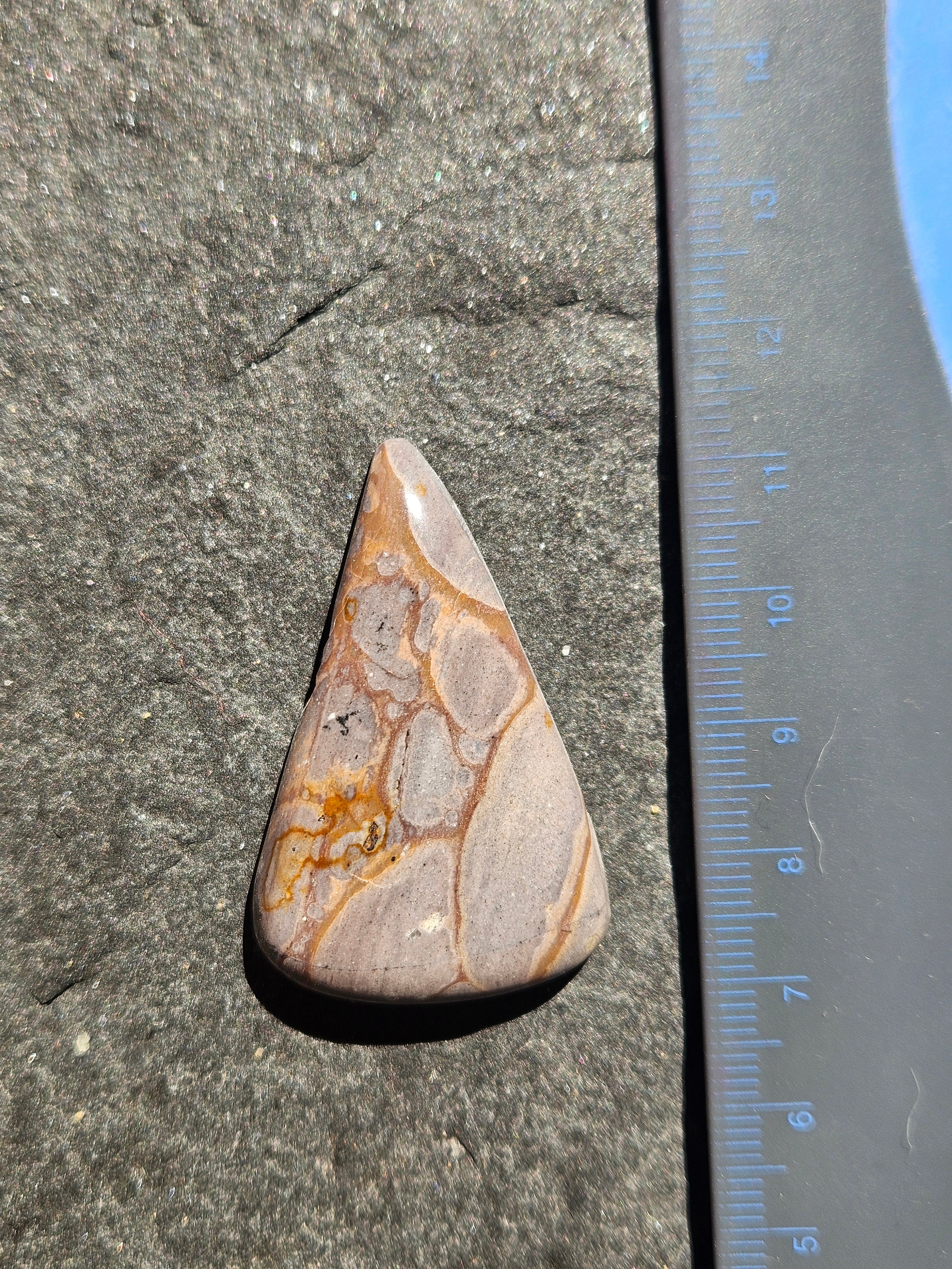 Natural Brecciated Jasper Cabochon — 44 x 27 mm Hand Cut Triangle, Lavender