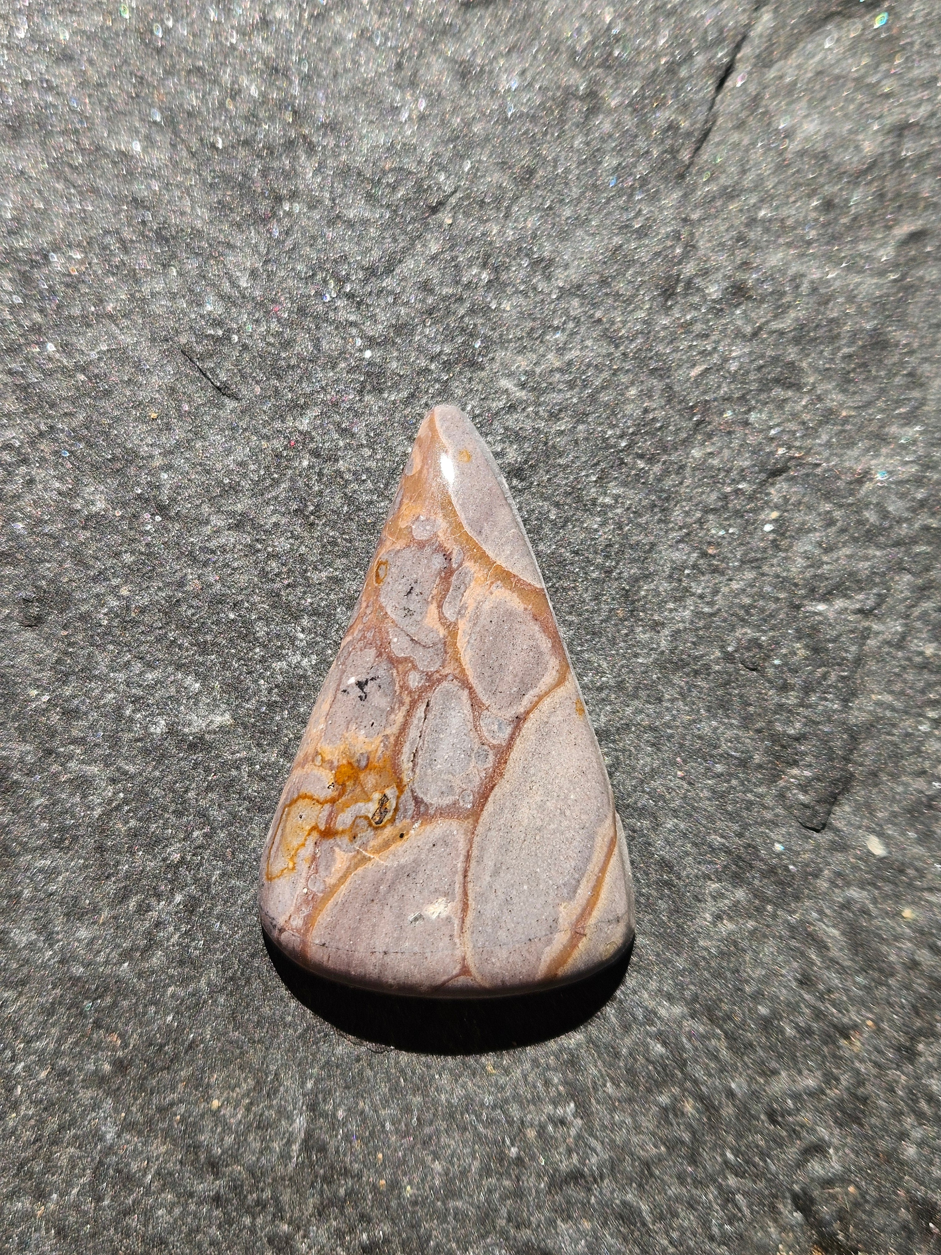 Natural Brecciated Jasper Cabochon — 44 x 27 mm Hand Cut Triangle, Lavender
