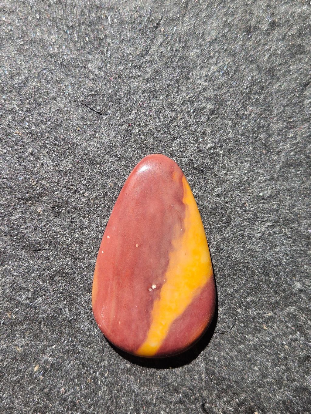 Natural Mookaite Jasper Cabochon — 40 x 24 mm Hand Cut Teardrop, Red & Gold