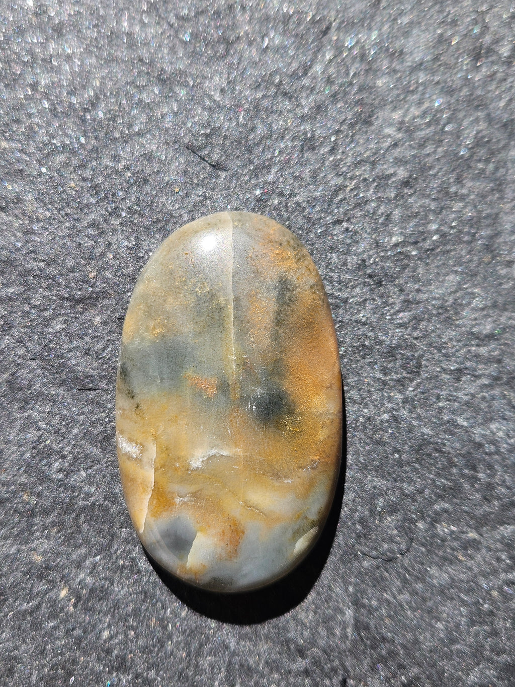 Natural Scenic Jasper Cabochon — 44 x 25 mm Hand Cut Oval, Sage & Gold