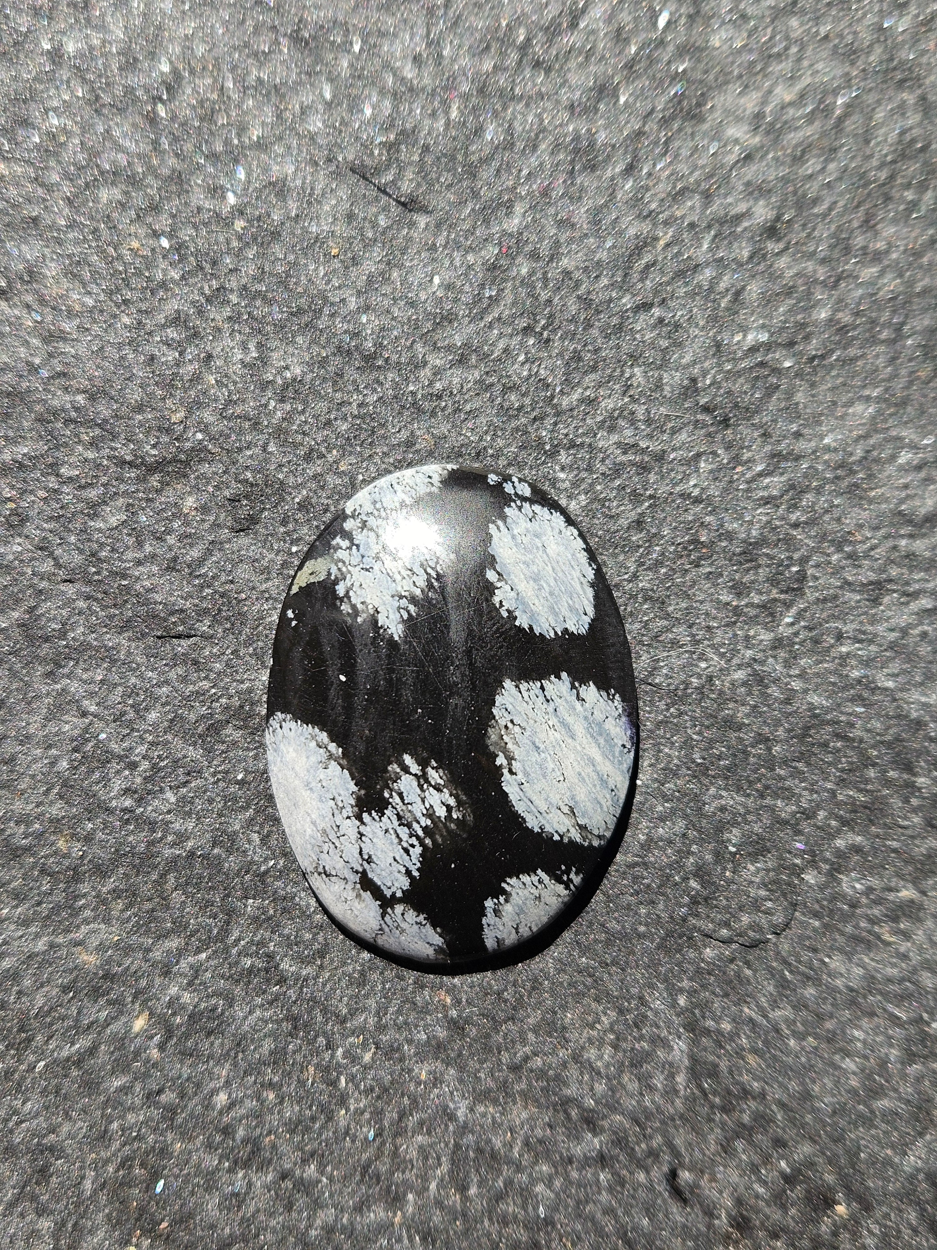 Natural Snowflake Obsidian Cabochon — 29 x 23 mm Hand Cut Oval