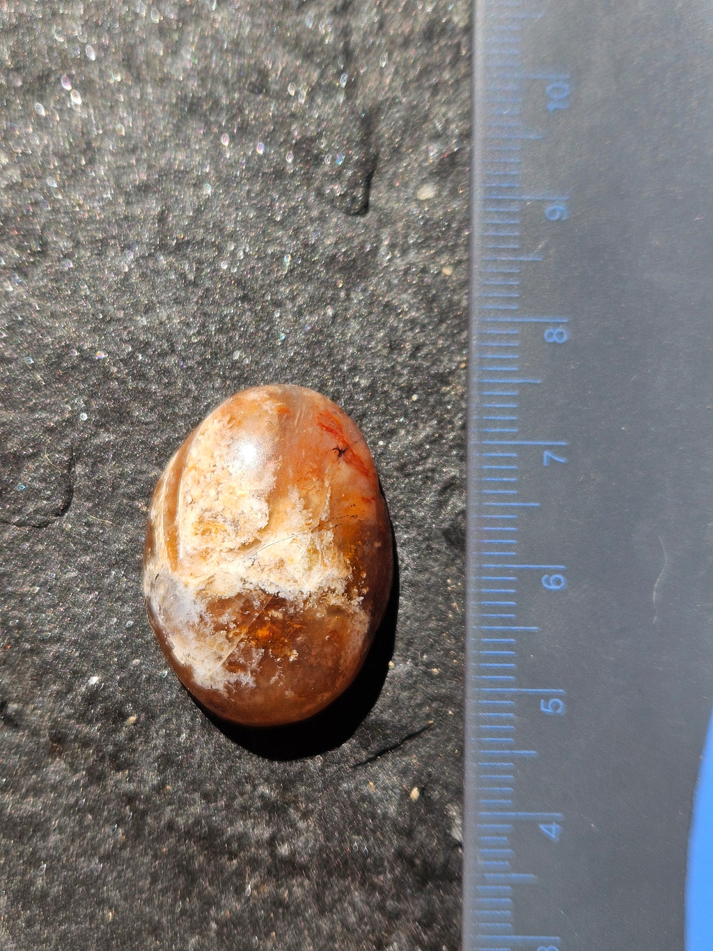 Natural Amber Agate Cabochon — 28 x 19 mm Hand Cut Oval, White Plume