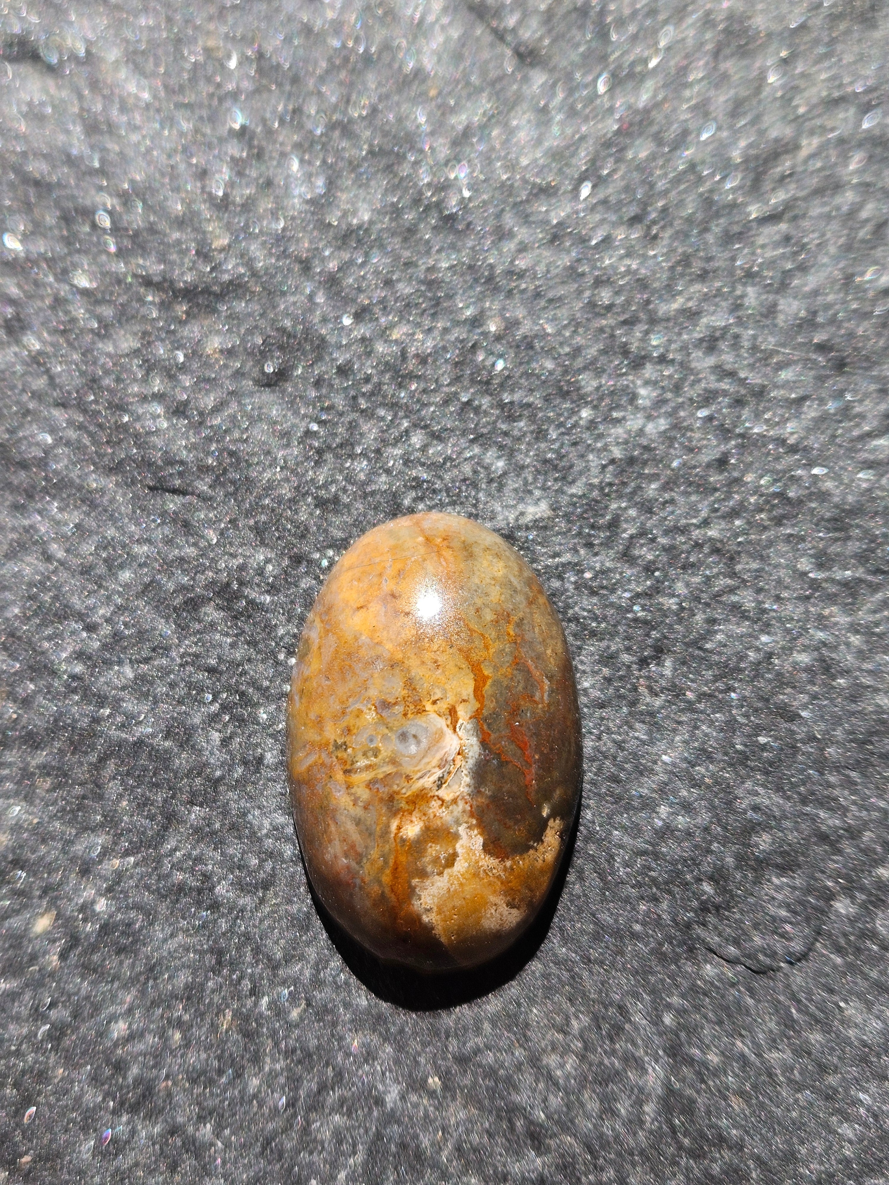 Natural Jasper Cabochon with Druzy Pocket — 24 x 16 mm Hand Cut Oval, Tan & Rust