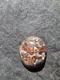 Natural Leopard Skin Jasper Cabochon — 22 x 19 mm Hand Cut Oval, Red Orbs
