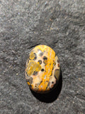 Natural Leopard Skin Jasper Cabochon — 25 x 20 mm Hand Cut Oval, Gold Band