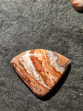Natural Crazy Lace Agate Cabochon — 40 x 33 mm Hand Cut Shield, Red Lace
