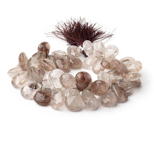 15x11-20x13mm Copper Rutilated Quartz Faceted Pear Beads 8 Inch Strand