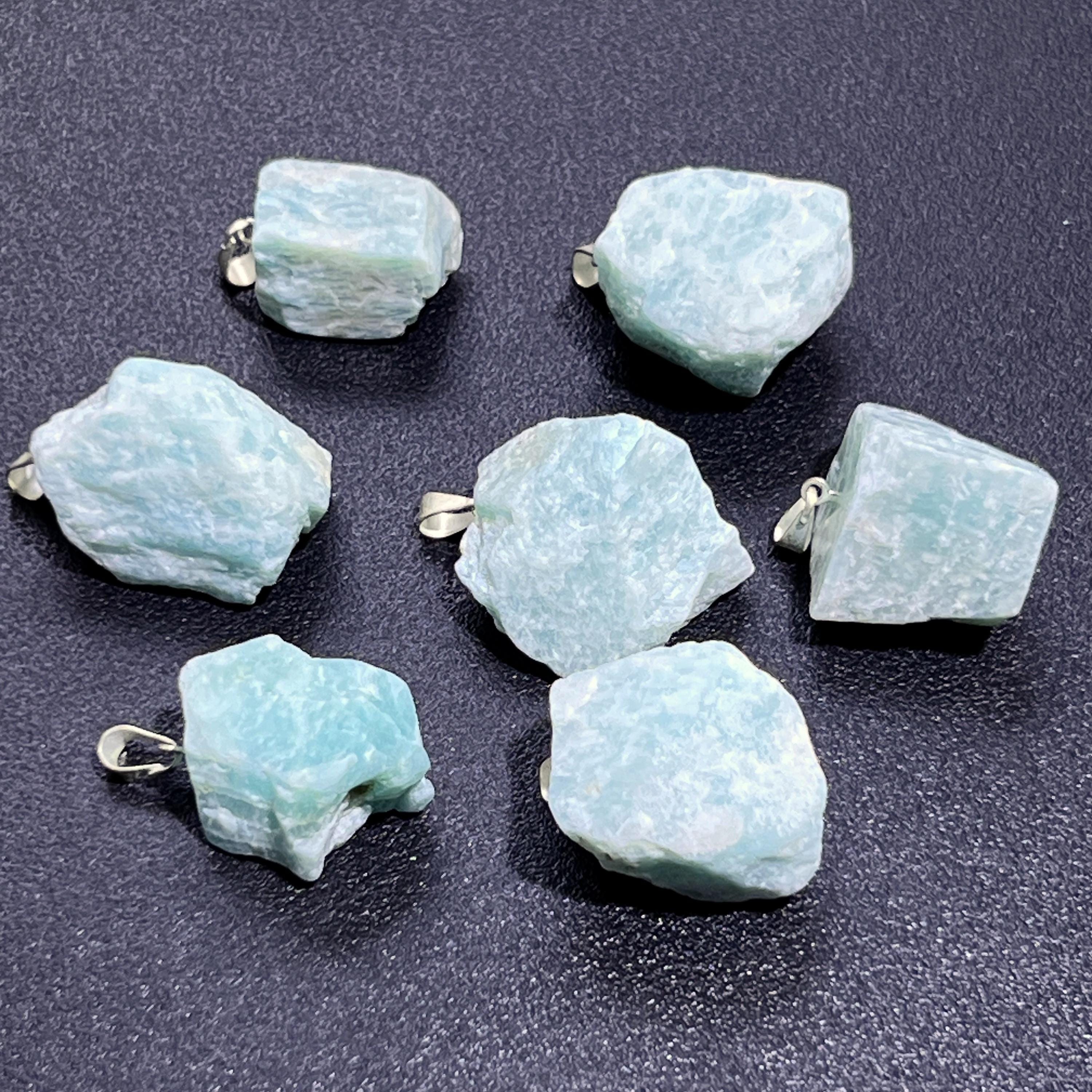 Amazonite Rough Raw Crystal - Silver Plated Bail