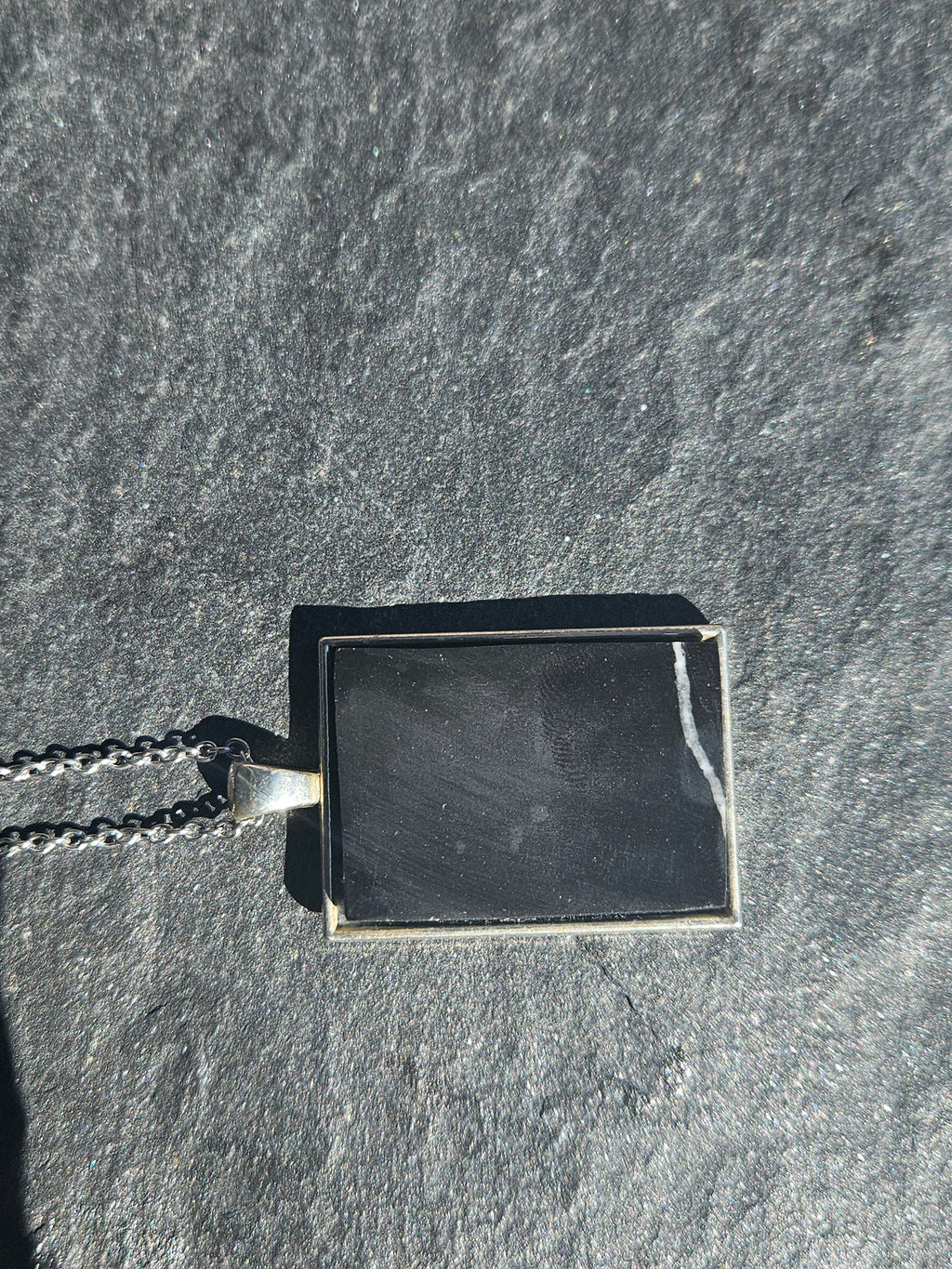 Handmade Black Obsidian Rectangular Necklace