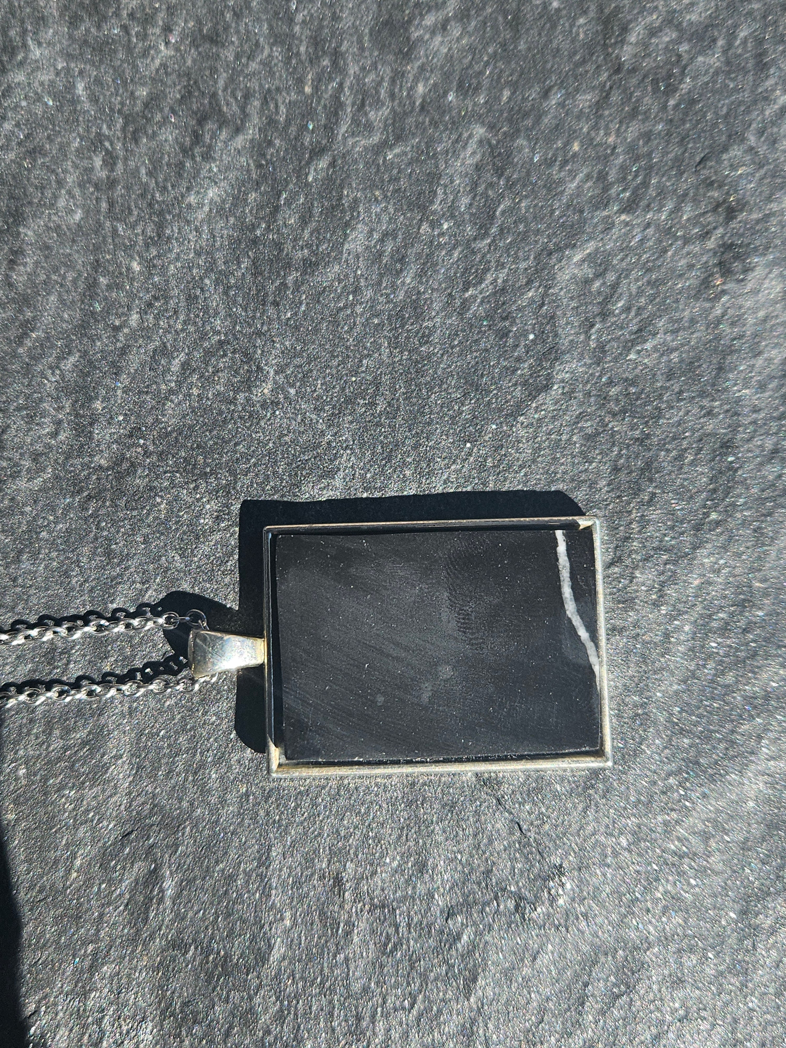 Handmade Black Obsidian Rectangular Necklace