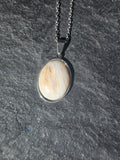 Genuine Scolecite Oval Pendant Stainless Steel Necklace