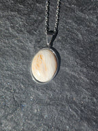 Genuine Scolecite Oval Pendant Stainless Steel Necklace