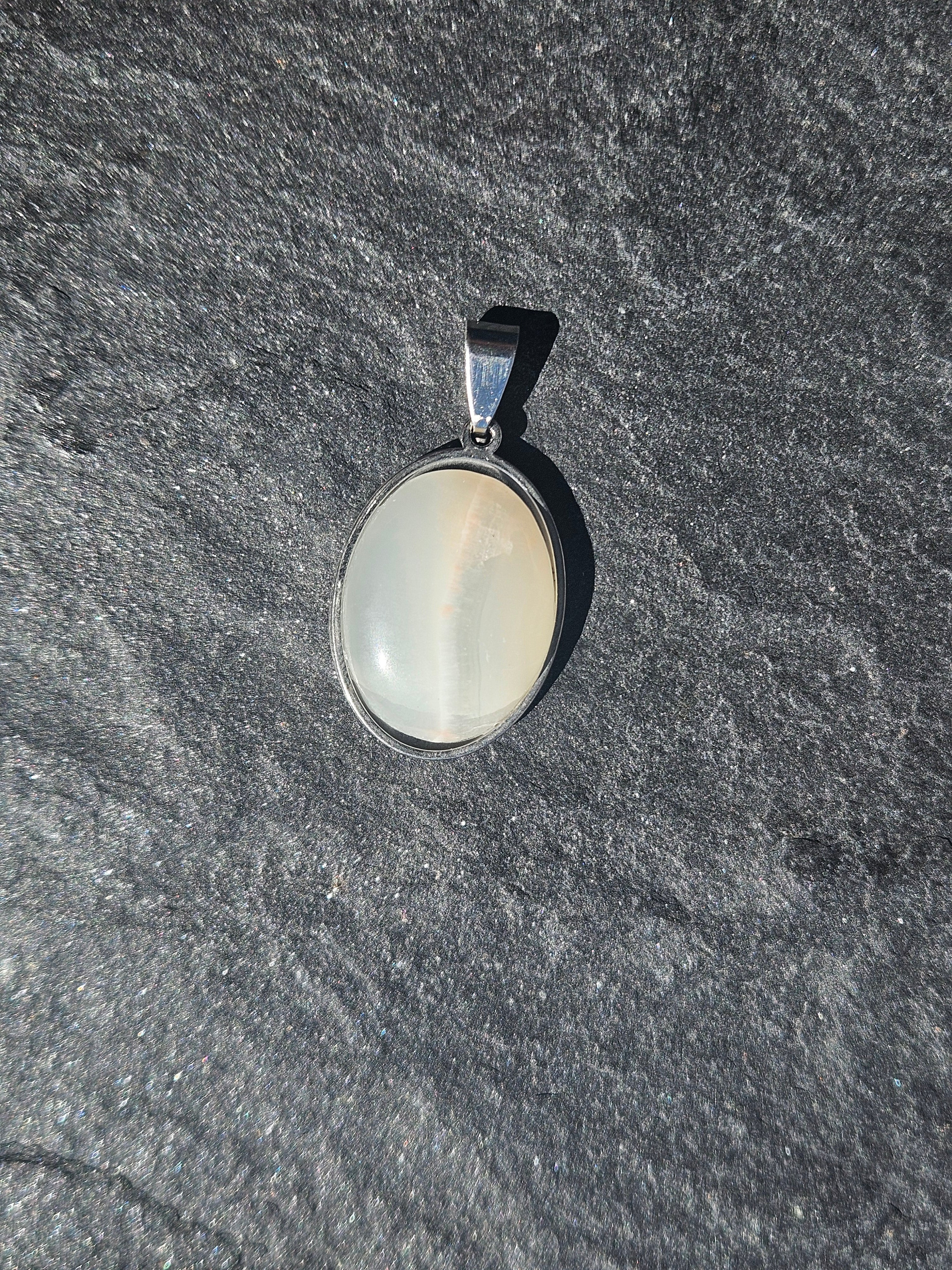 Chatoyant Cat Eye Oval Pendant Stainless Steel Necklace