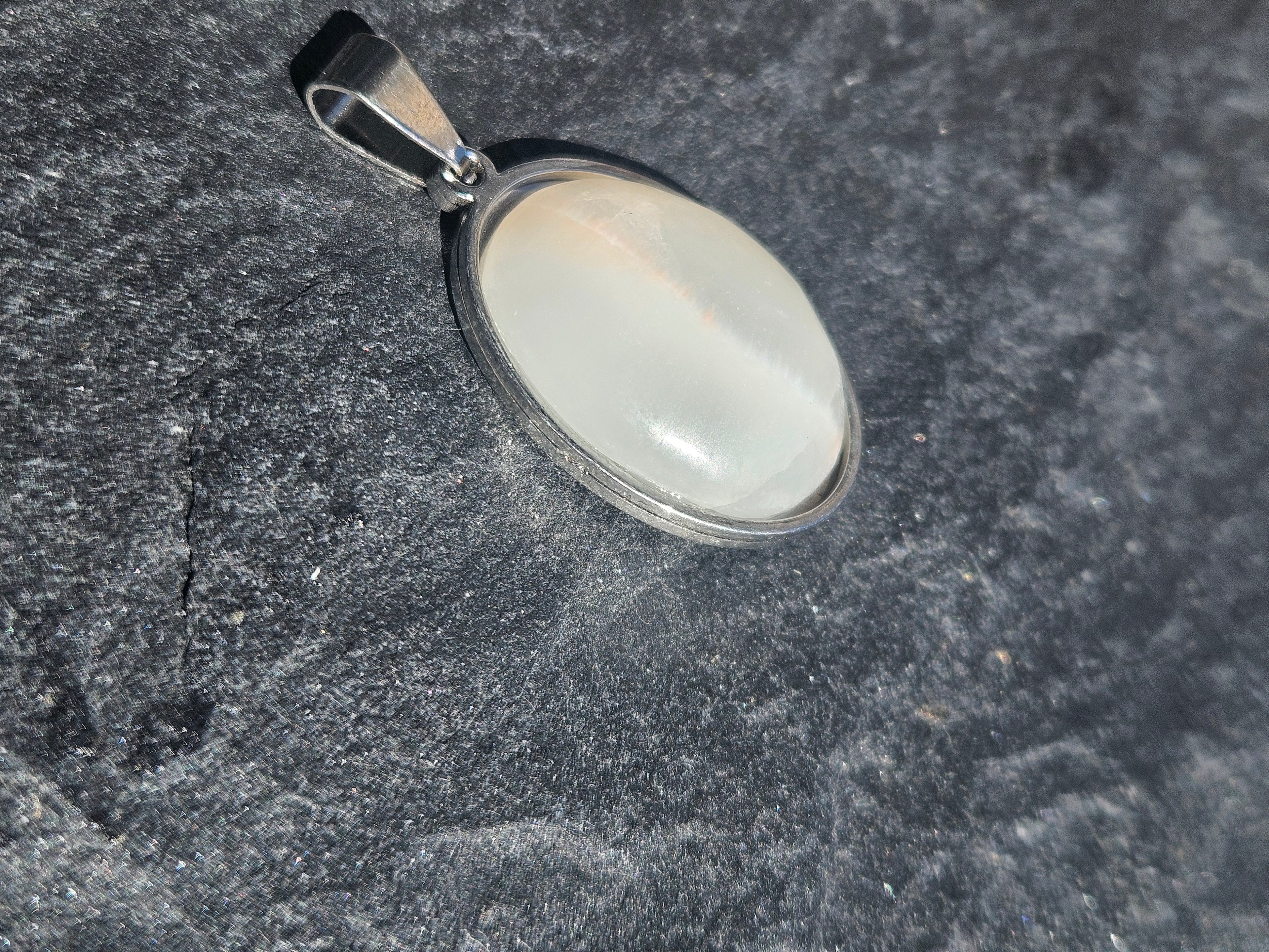 Chatoyant Cat Eye Oval Pendant Stainless Steel Necklace