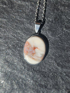 Montana Agate Oval Pendant Stainless Steel Necklace - view 2