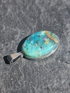 Natural Chrysocolla Oval Pendant Stainless Steel Necklace - view 4