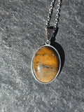 Natural Brown Picture Jasper Oval Pendant Necklace