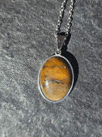Natural Brown Picture Jasper Oval Pendant Necklace