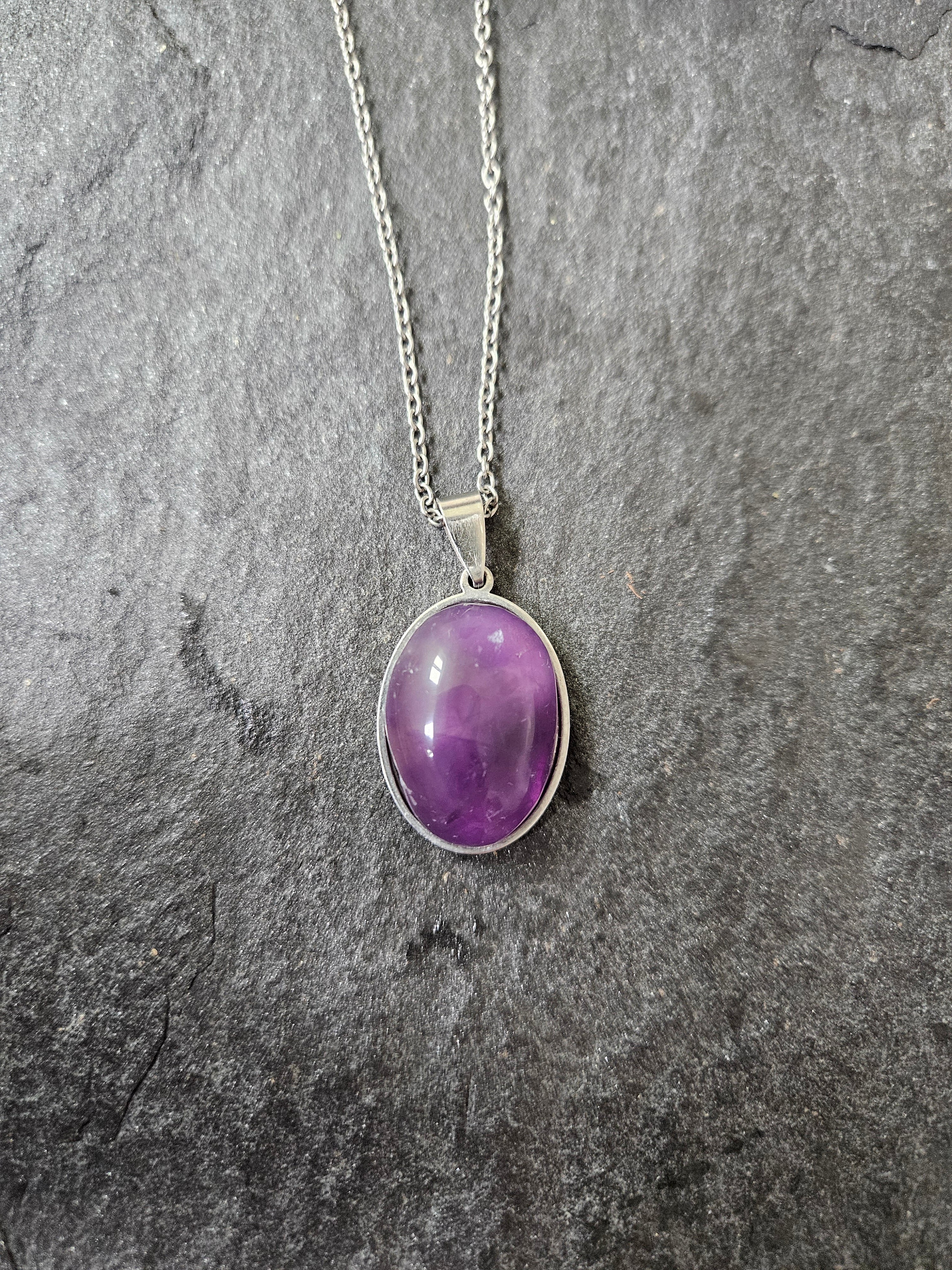 Natural Amethyst Oval Necklace