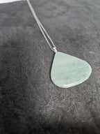 Amazonite Necklace, Hand-Cut Teardrop Gemstone Pendant, 38 x 30 mm — One of a Kind