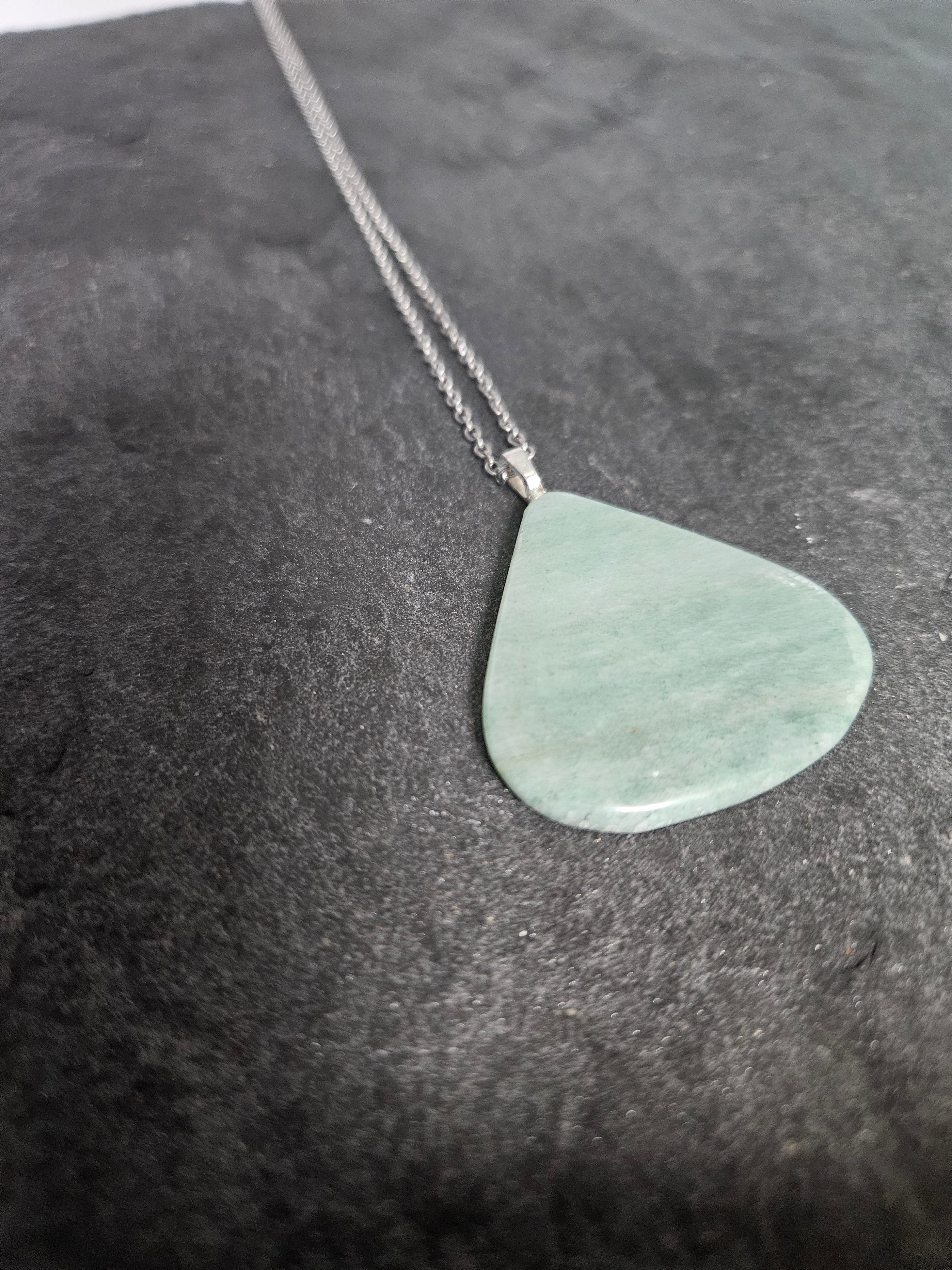 Natural Amazonite Teardrop Pendant Necklace