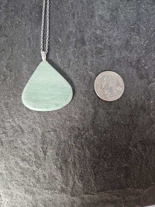 Amazonite Necklace, Hand-Cut Teardrop Gemstone Pendant, 38 x 30 mm — One of a Kind