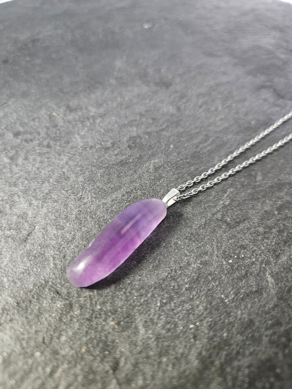 Natural Amethyst Polished Tapered Pendant Necklace