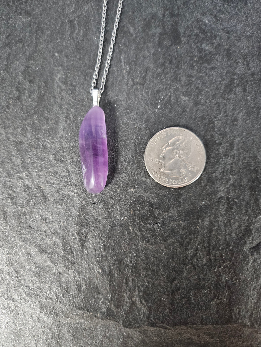 Natural Amethyst Polished Tapered Pendant Necklace