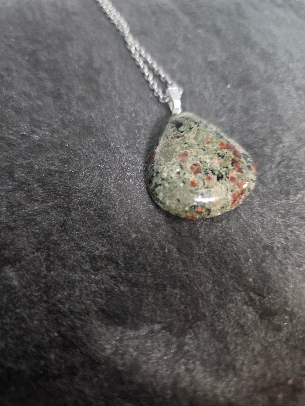 Natural Eclogite Teardrop Pendant Necklace