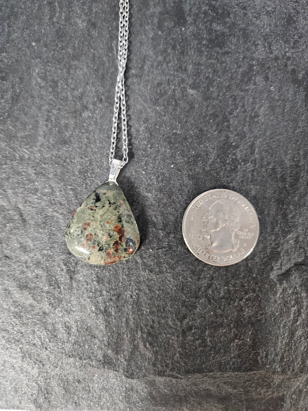 Natural Eclogite Teardrop Pendant Necklace