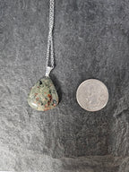Natural Eclogite Teardrop Pendant Necklace - view 3
