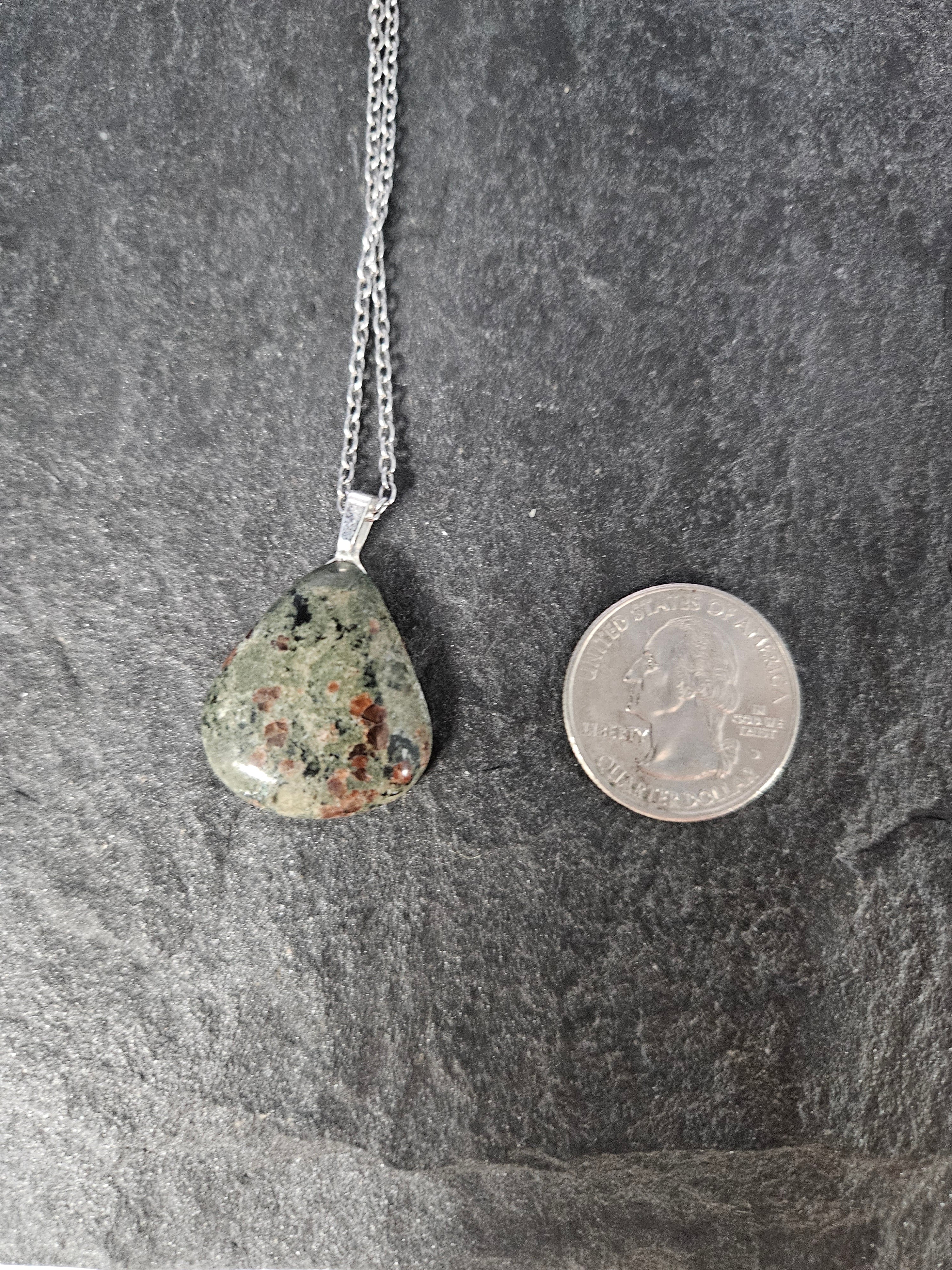 Natural Eclogite Teardrop Pendant Necklace