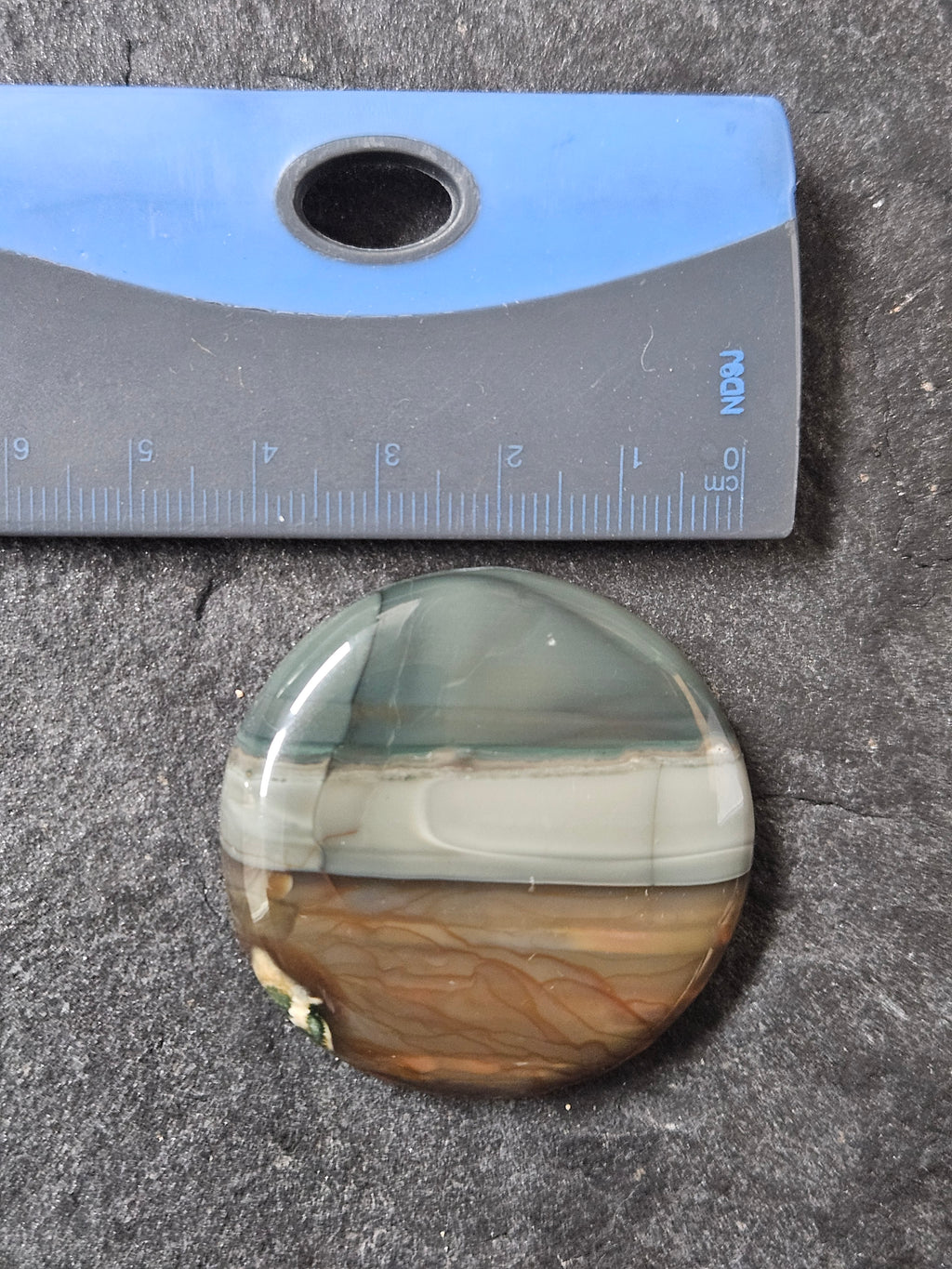 Blue Mountain Jasper Cabochon, Hand-Cut Round Gemstone, 42 x 40 mm — One of a Kind