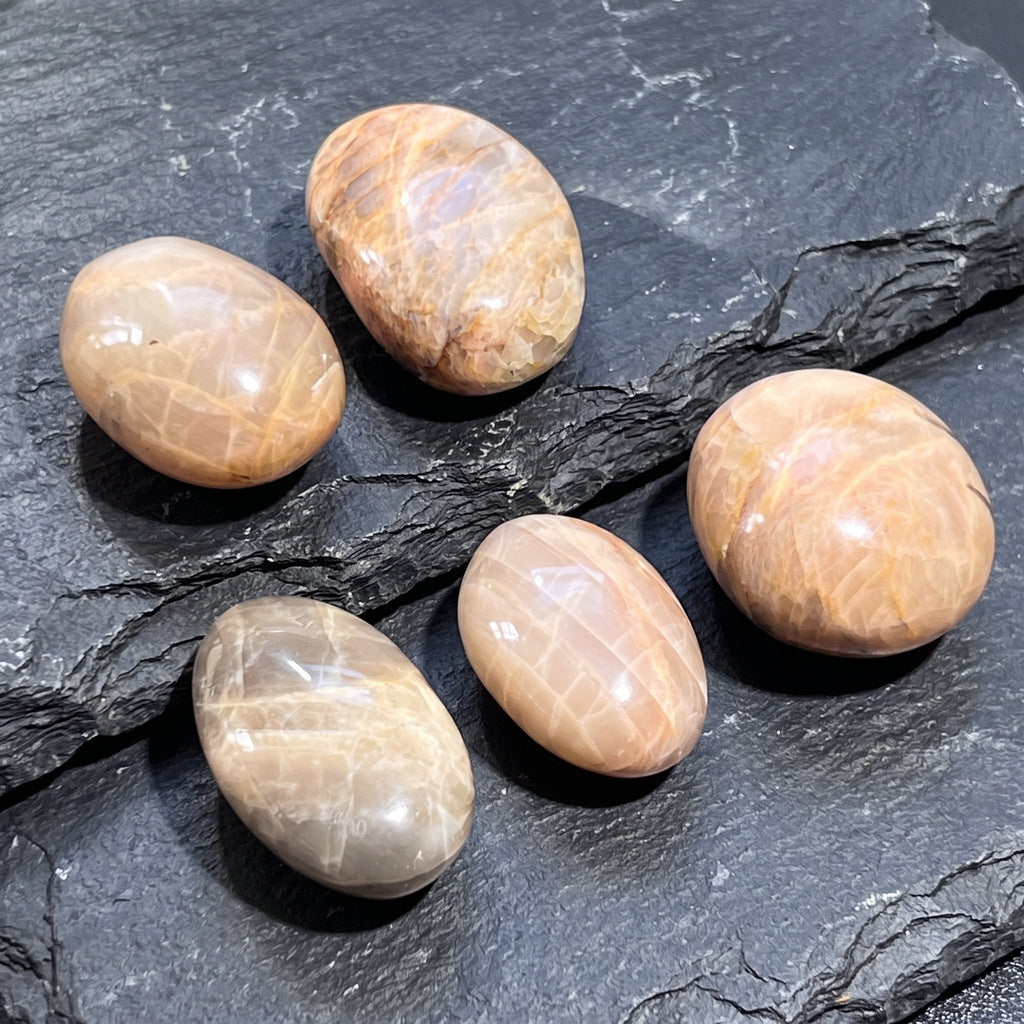 Peach Moonstone Palm Stone