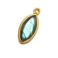 Labradorite Marquise Pendant | Gold Bezel Gemstone Necklace Charm