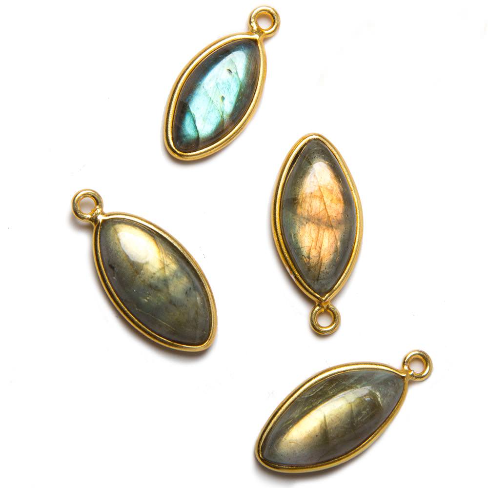 Labradorite Marquise Pendant | Gold Bezel Gemstone Necklace Charm