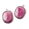 23x19mm Sterling Silver .925 Bezel Pink Tourmaline Faceted Pendant Set of 2