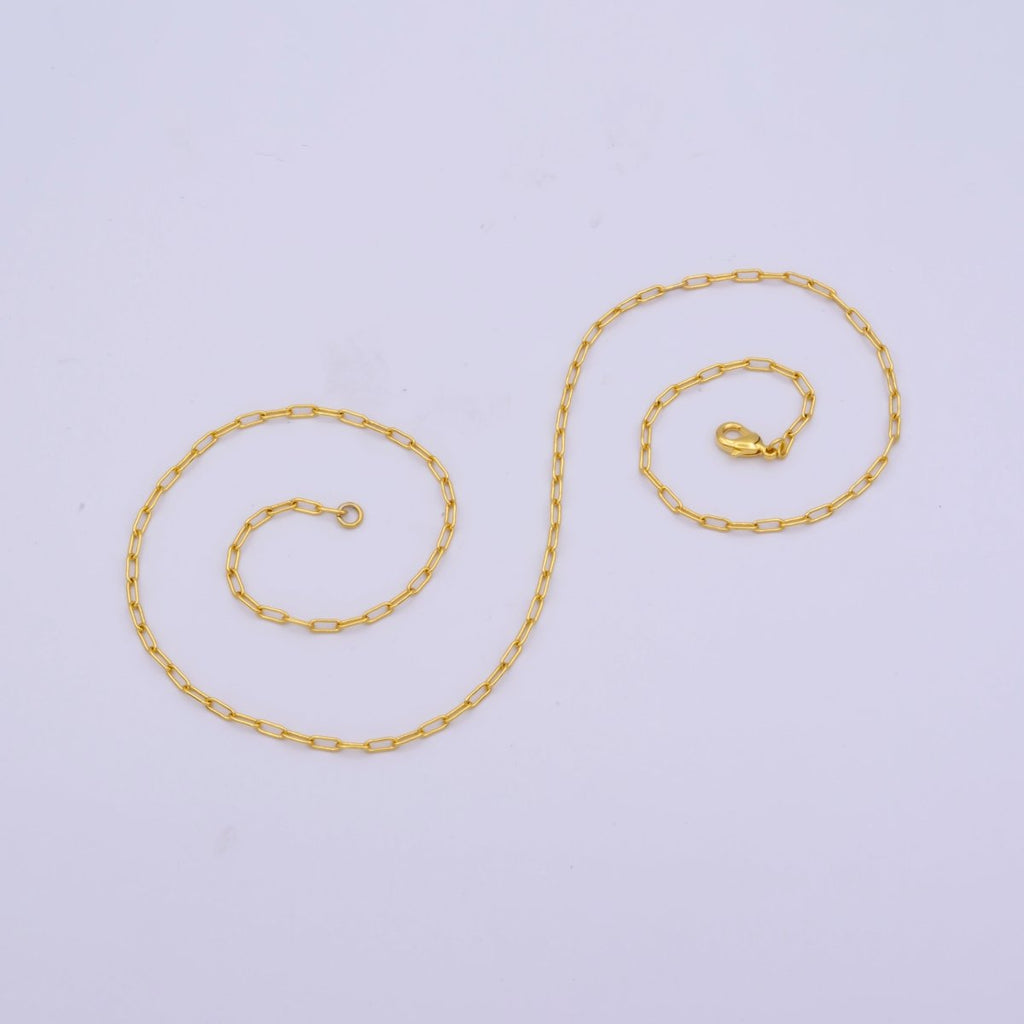 Paperclip Chain Necklace, 14K Gold Filled 2 mm