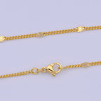 Sunburst Satellite Curb Chain Necklace, 24K Gold Filled 18 Inch