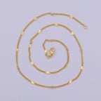 Sunburst Satellite Curb Chain Necklace, 24K Gold Filled 18 Inch