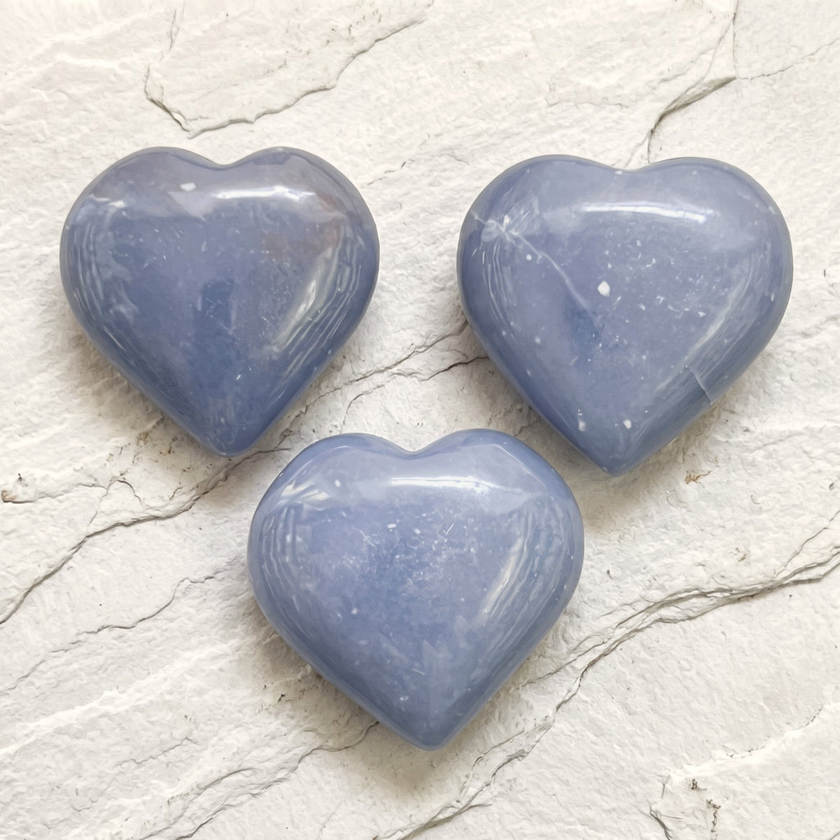 Blue calcite Crystal Heart Carving