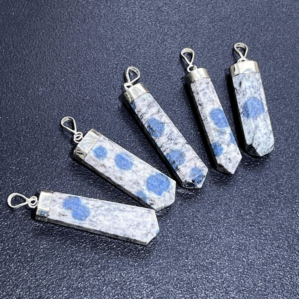 K2 Jasper Crystal Faceted Point Pendant - 925 Sterling Silver