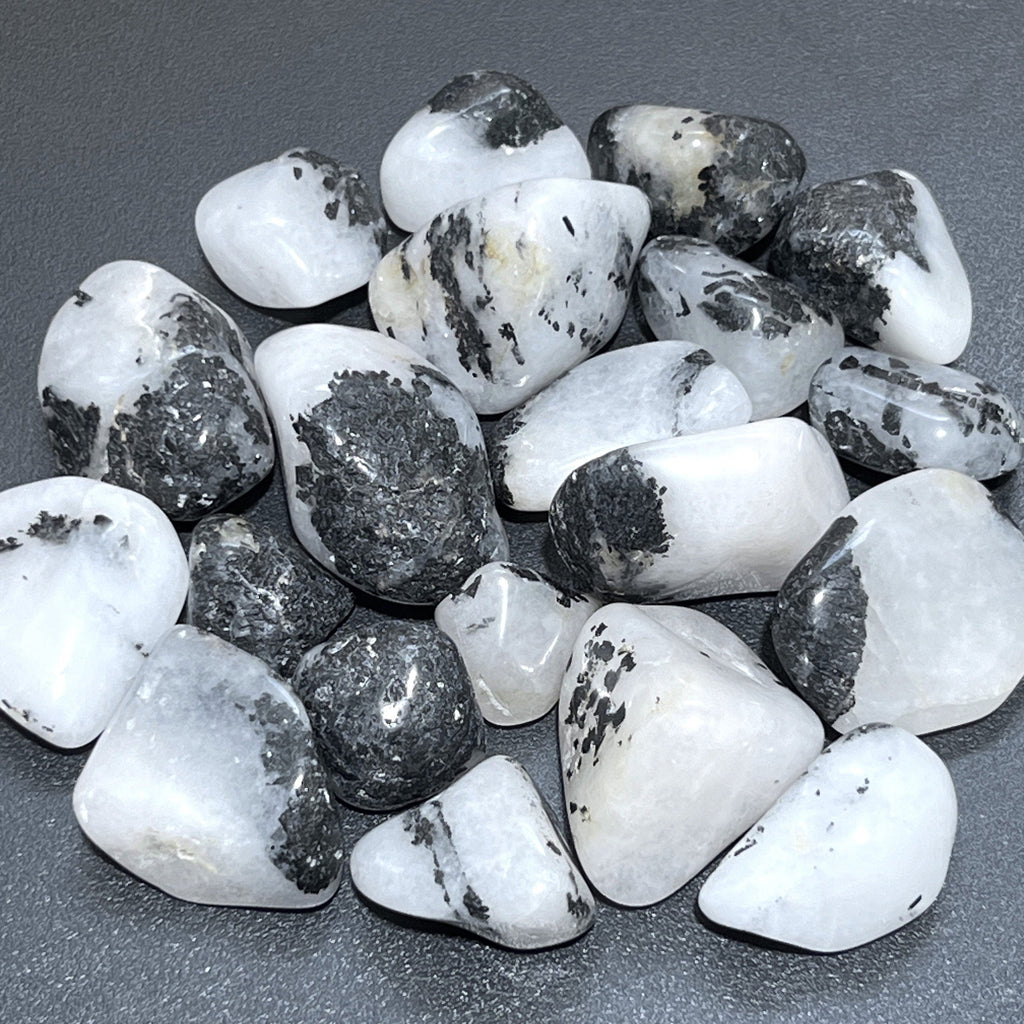 Quartz with Black Tourmaline Tumbled Stones